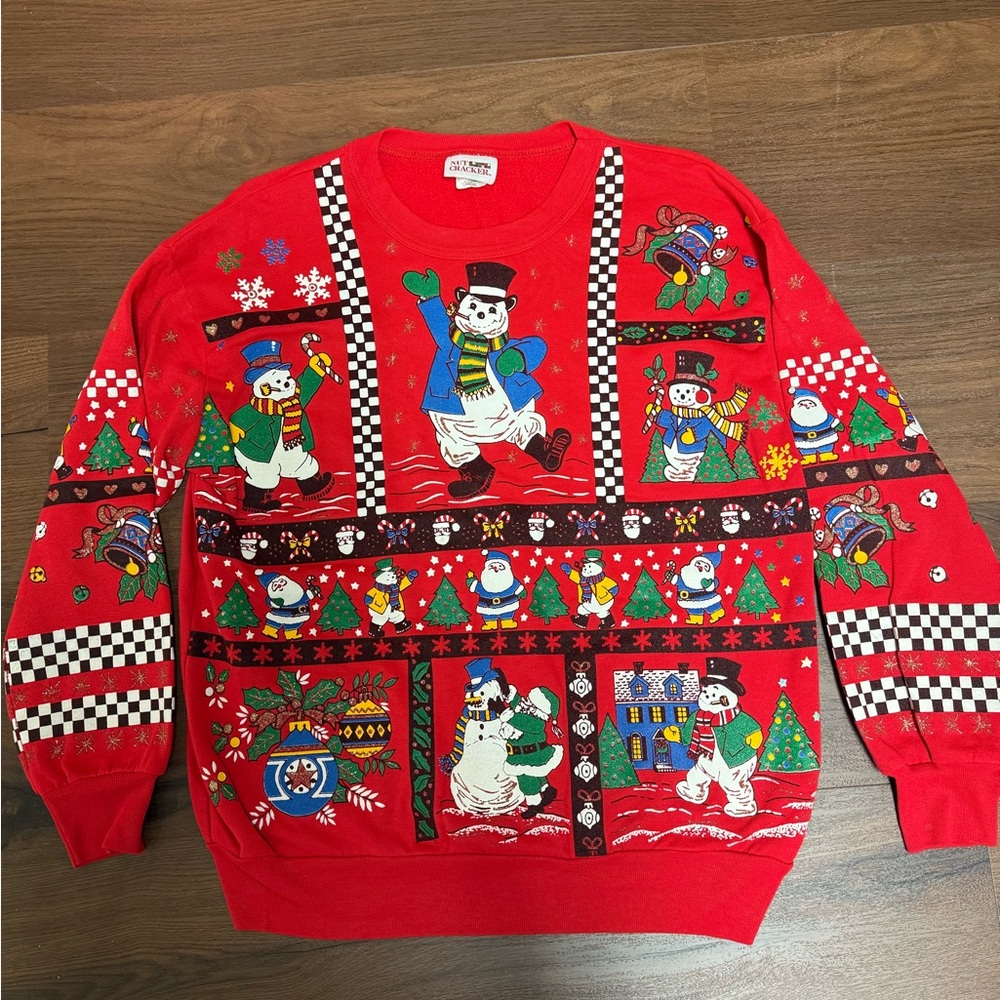 Ugly Christmas Sweater - Red Crewneck Sweatshirt Large
